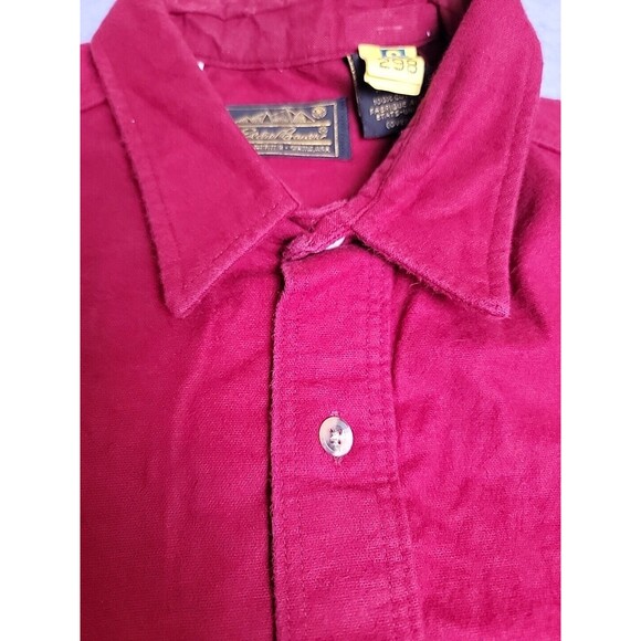 VTG Eddie Bauer Chamois Shirt Mens XL Red Flannel Cotton Heavy Outdoor 90s ISA - Picture 6 of 14